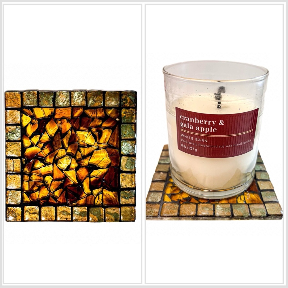 NEW - Z Gallerie Mosaic Tile 4x4 Square Coaster/Trivet/Candle Holder